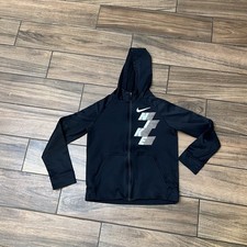 Nike Youth Black Full Zip Hoodie Size Large Dri-FIT Athletic Jacket