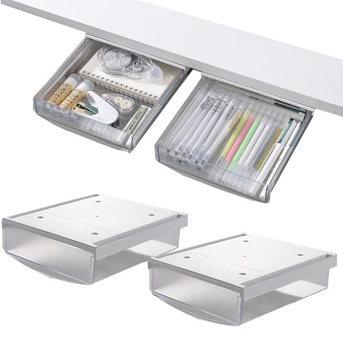 Under Desk Drawer Organizer2 Pack Self-Adhesive Attachable Under Desk ...