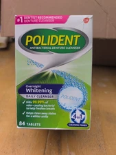 Antibacterial Denture Cleanser, Overnight Whitening Daily Cleanser, 84 Tablets