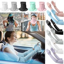 Ice Silk Face Mask Long Arm Gloves Touchscreen Summer Cooling UV Protection new