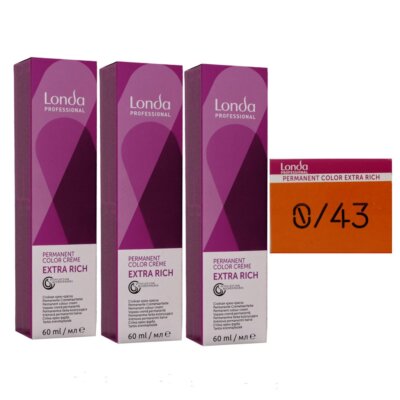 Londa Professional permanente Cremehaarfarbe Extra Rich 3 x 60 ml 0/43 mixton ku