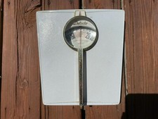 Vintage Mid Century Modern Detecto Bubble Dome Bathroom Floor Scale Cream Gold