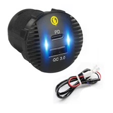 Dual Ports Phone Charger PD USB Type C Car Fast Charging Power Socket Adapter