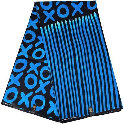 Afrikanischer Stoff blau 6 Yards Ankara Wachs XOXO Muster 100% Baumwolle Nähmaterial