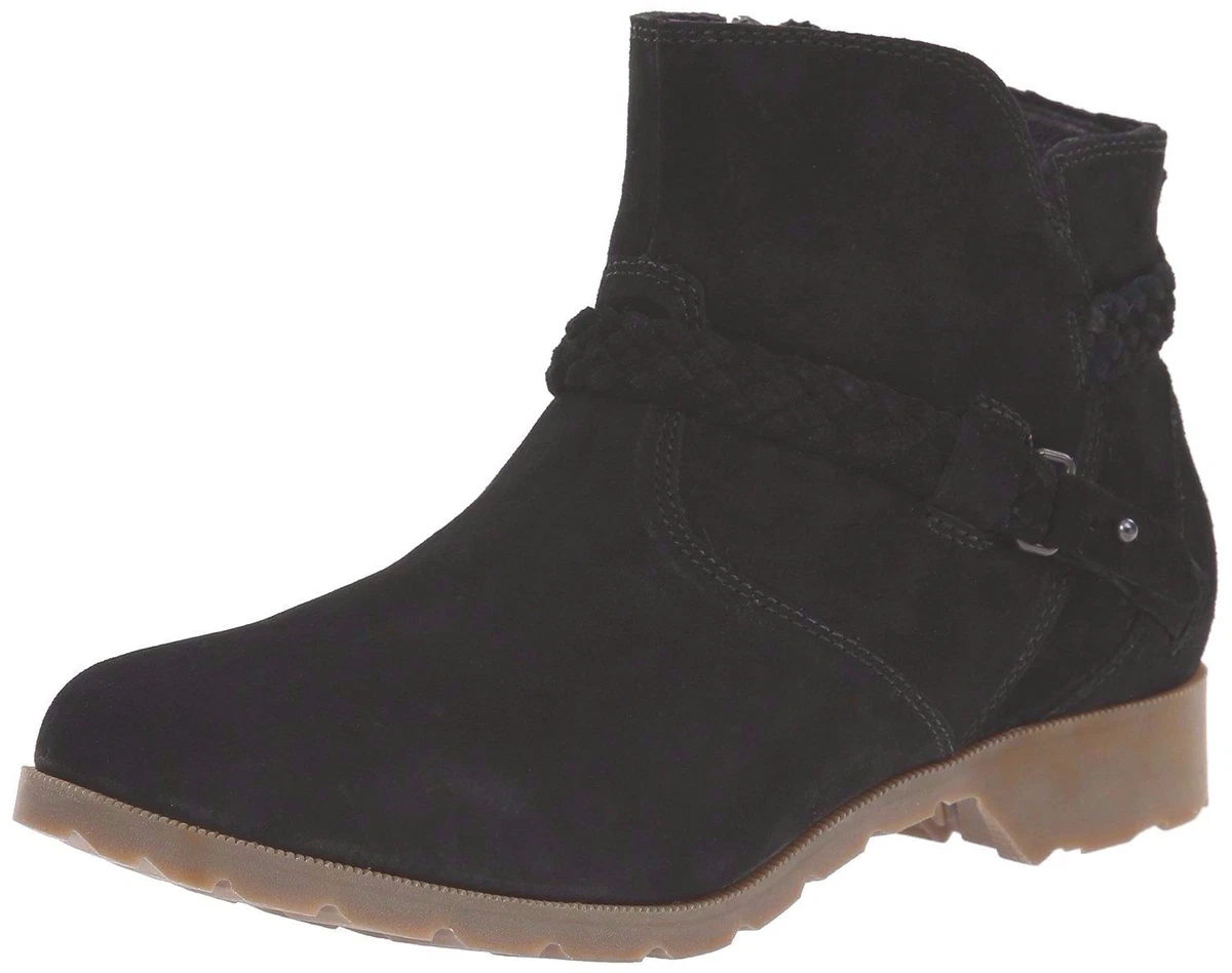 Women s Ankle Boots Black Teva Delavina Suede Zipper Adjustable