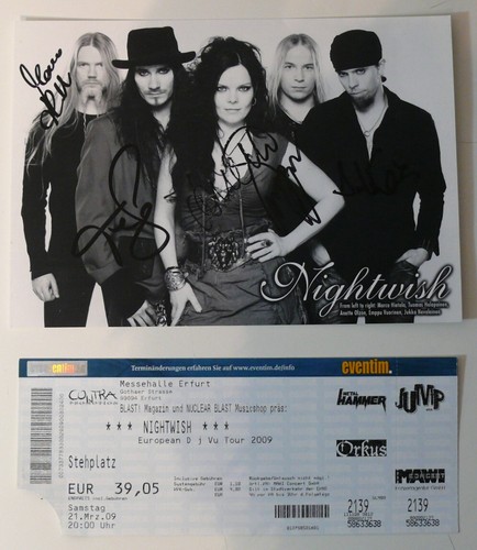 NIGHTWISH - Original Autogrammkarte DinA5 - Dark Passion Play + Eintrittskarte