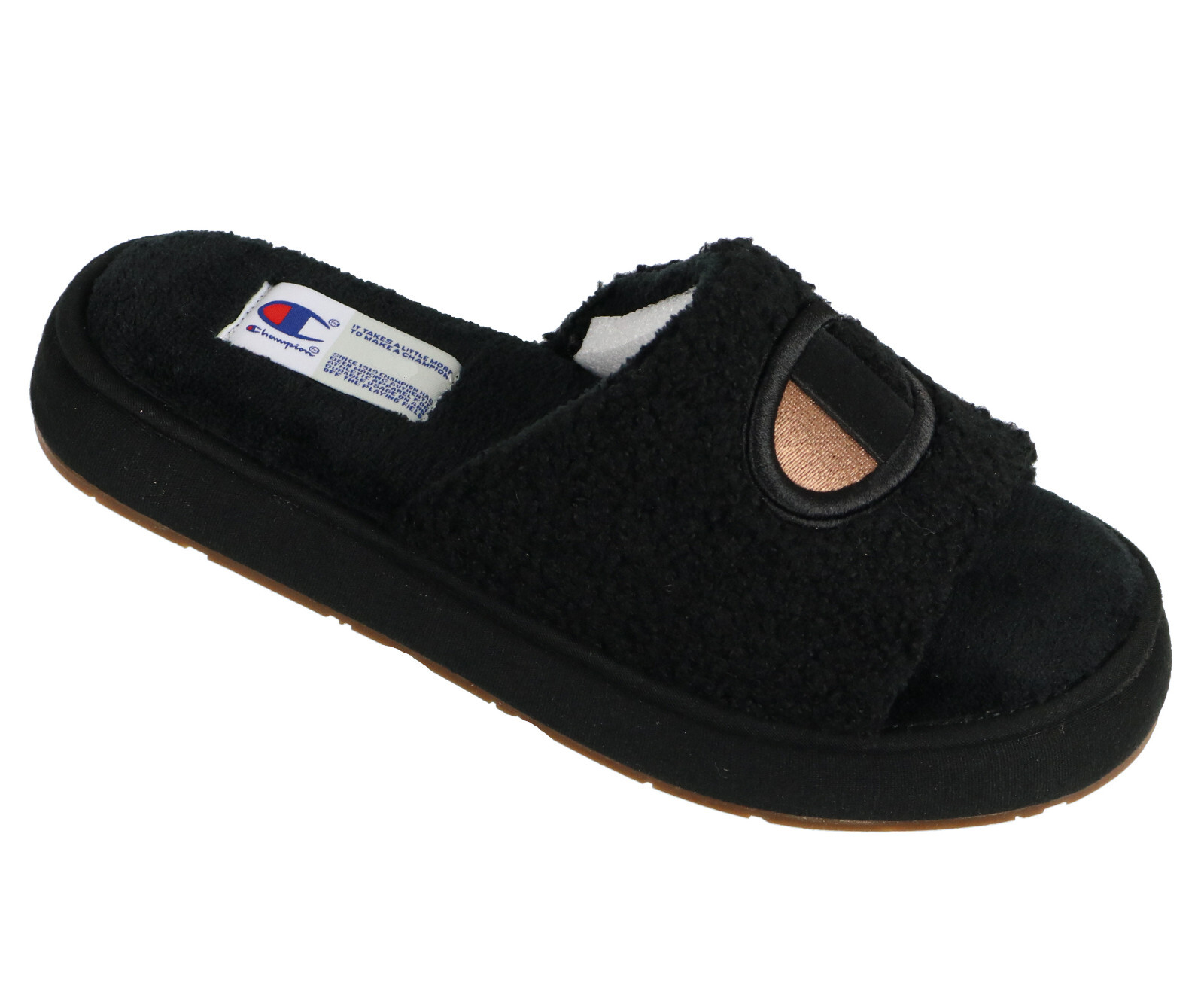 PANTOFOLA D’ORO CHAMPION Ciabatte donna peluche accoglienti taglia 6 nero sherpa oro rosa CP101829W