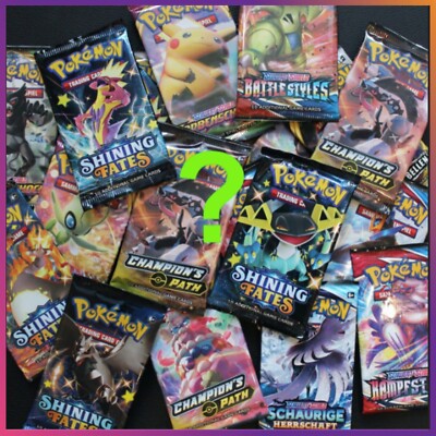 Pokemon! 4 zufällige Booster   Mystery Booster Geschenk-Set.