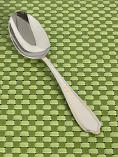 Yamazaki VICTORIA GOLD Stainless Gold Accent Oval Soup Spoon Japan Flatware