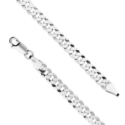 Gents Flat Curb Chain Solid Sterling Silver 925 Hallmarked British Made