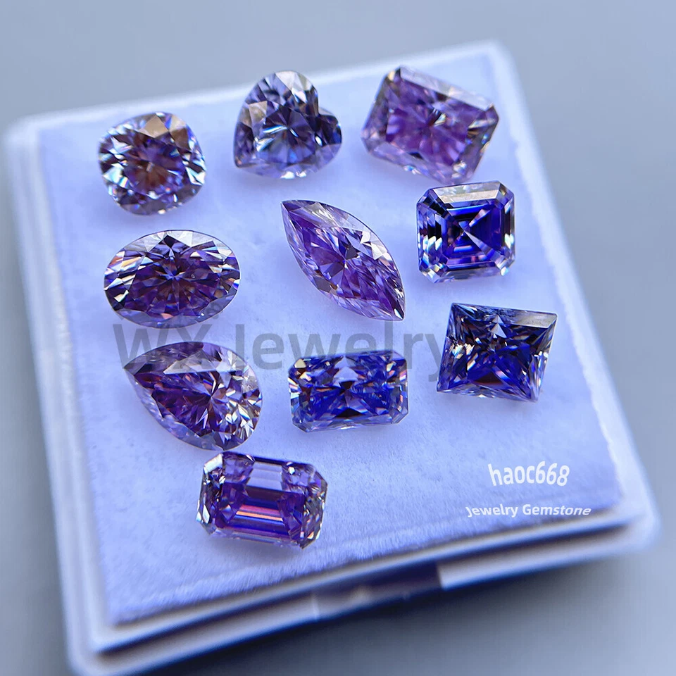 Moissanita púrpura corte brillante MultiForma piedras sueltas certificado GRA Foto 2 de 3