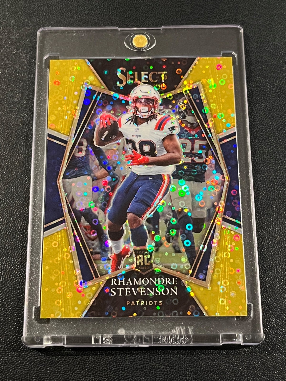 2021 Panini Select Rhamondre Stevenson Rookie Premier Level Gold Disco 10/10