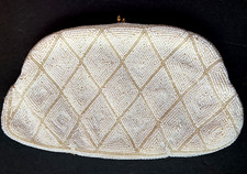 VTG Rare 1940 s Glass Beaded Frame Clutch,Walborg of Belgium formal, evening
