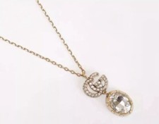 Gucci Double G Necklace With White Crystals 40cm