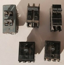 lot of 5 Various Electrical BREAKERS 2-pole 3-Pole Square d GE  20  60 amp
