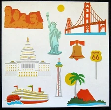 Mrs Grossman 1997 Vintage 6x6 inch 'American Landmarks' Sticker Sheet (c-1997)