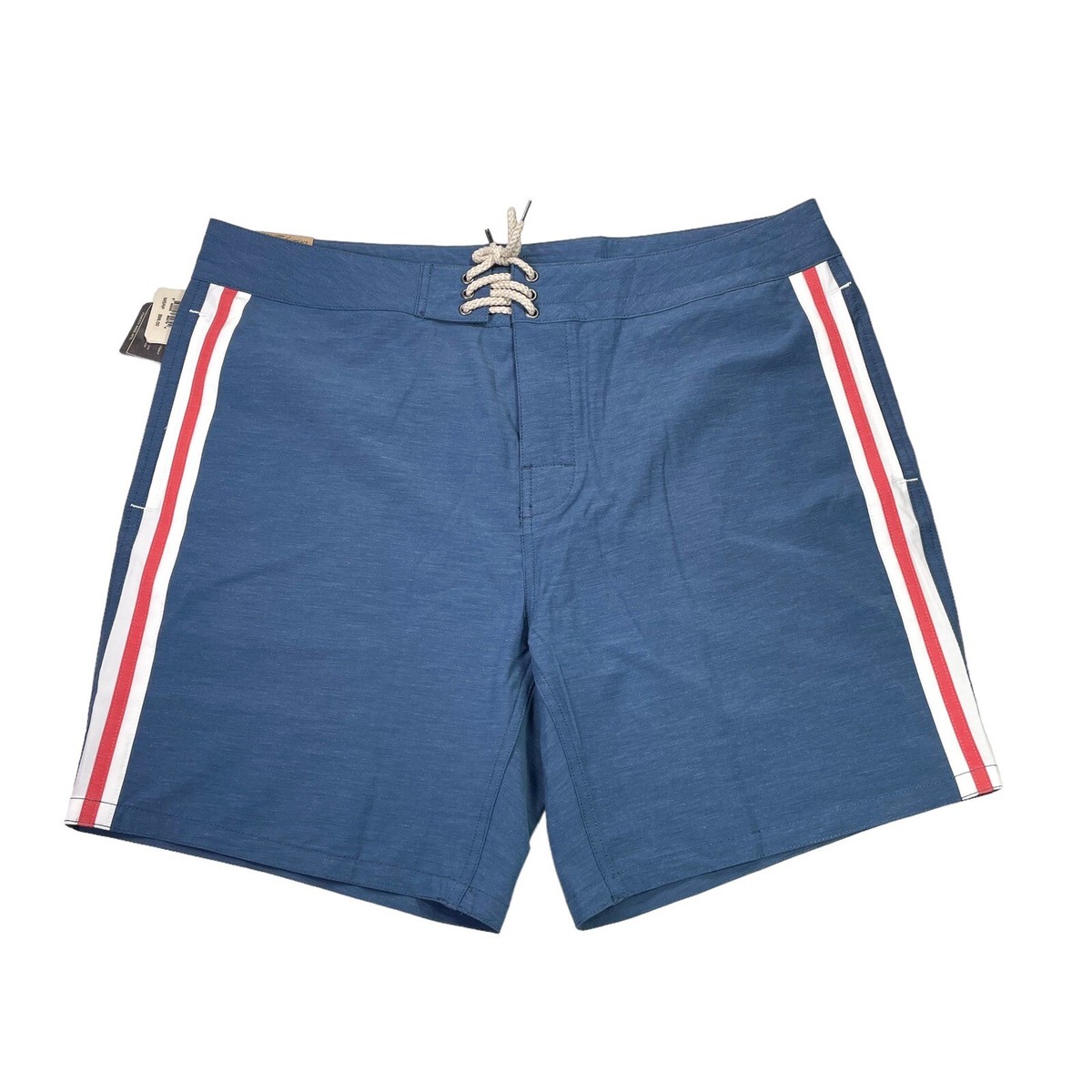 Faherty Retro Surf Stripe 7” Boardshort Blue Red Stripe- Mens 40