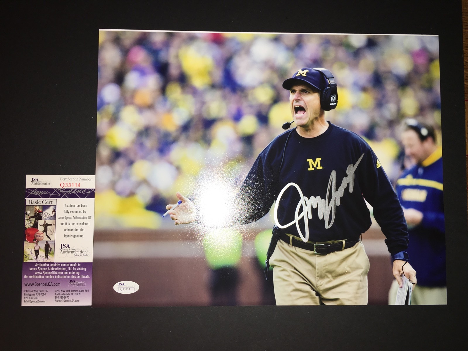 Jim Harbaugh Autographed Signed Michigan Wolverines 11x14 PHOTO HEAD COACH AUTO JSA COA RARE 