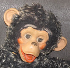 VINTAGE SOFT RUBBER FACE PLUSH HAPPY MONKEY CHIMP CHIMPANZEE BLACK GRAY TOY ZOO — photo 2