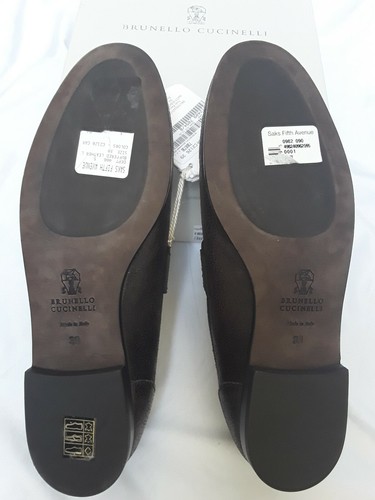 New BRUNELLO CUCINELLI $895 Brown Buffered Shimmer Leather Loafers Italy Size 39 - Picture 4 of 9