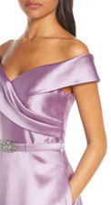 Eliza J - Bumptious Portrait Collar Mikado Sweeping Ballgown dress - Lavender