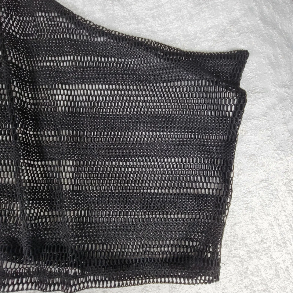 Athena Marie Swimm Cover Up Women's M Black Open Knit Short Sleeve Asymmetric - Image 2 of 4