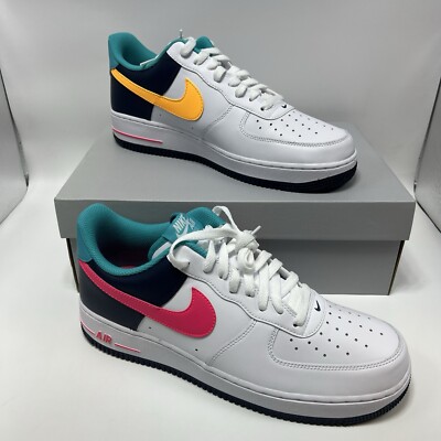 Nike Mens Shoes 11 Air Force 1 '07 Beach White Pink Blue 90s Neon HF4849-100
