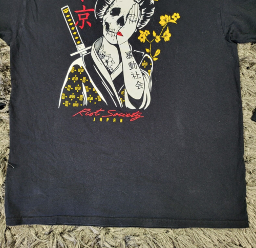 Riot Society Japan Shirt Mens Large Black Floral Geisha Skull Death Long Sleeve - Picture 16 of 17