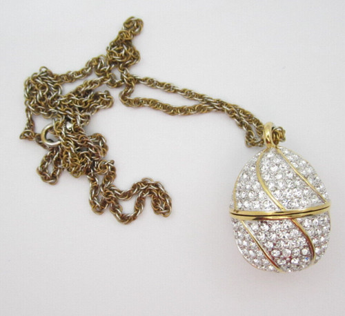 Women Suzanne Somers Rhineston Egg Necklace Penndant Analog Watch (G570)