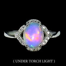 925 Sterling Silver Ring Oval Fire Opal 9x7mm Natural Gemstone Jewelry Size 7