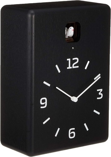 Lemnos CUCU Cuckoo Wood Wall Clock Black LC10-16 BK with Light Sensor Japan - Picture 2 of 5