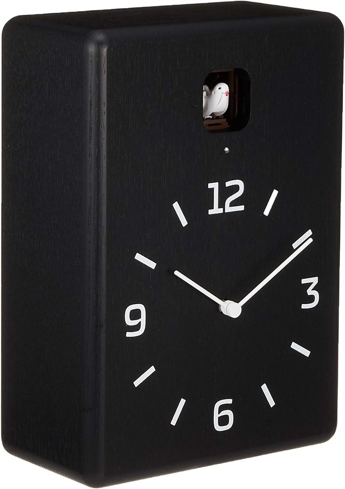 Lemnos CUCU Cuckoo Wood Wall Clock Black LC1016 BK with Light Sensor