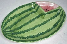 Ceramic Snack Fruit Serving Tray Watermelon Chip & Dip Colorful & Bright Relish