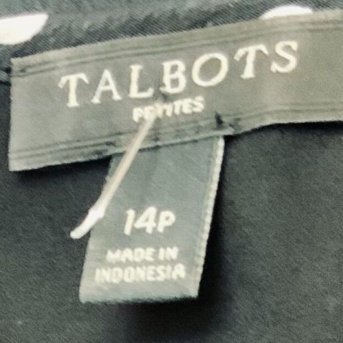 Talbots Petites 14P Black White Polka Dot Lined Sleeveless Belted Midi Dress - Picture 6 of 10