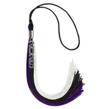 Endea Graduation Black/Purple/White Tassel With Silver Stacked Date Drop