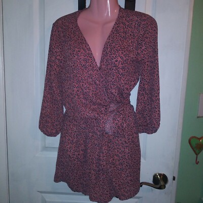 Alya Mauve + Navy Floral Print Wrap Front Romper