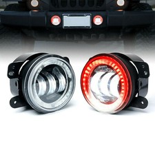 4 Inch Led Fog Lights Red Halo Ring Drl Amber Turn Signal For Jeep Wrangler Jk