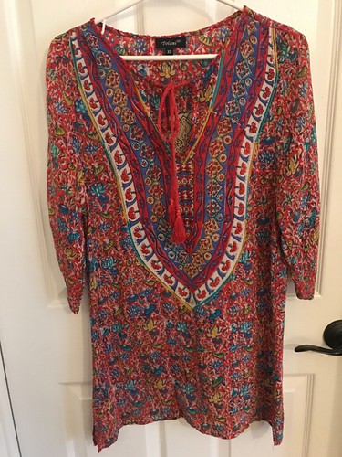 Tolani Silk Tunic Dress EUC size XS Red 