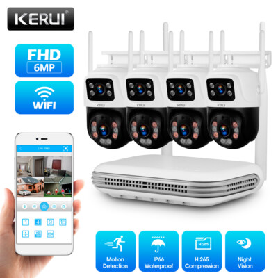 WiFi Camera Security 6MP System PTZ Outdoor Wireless Home 8CH NVR CCTV Audio Kit