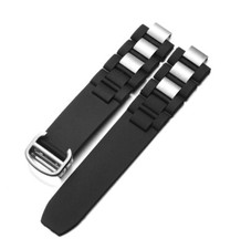20MM RUBBER SILICONE BAND RUBBER STRAP FOR CARTIER 21 CHRONOSCAPH WATCH BLACK