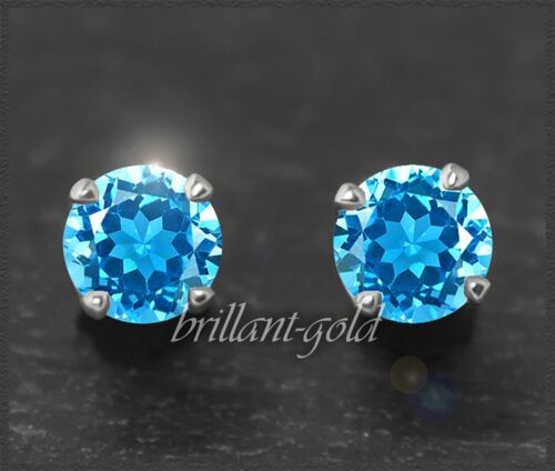Ohrstecker in 585 Gold, aquamarin-blaue Topase 4, 5, 6, 7 mm, Gelbgold, Weißgold - Bild 8 von 16