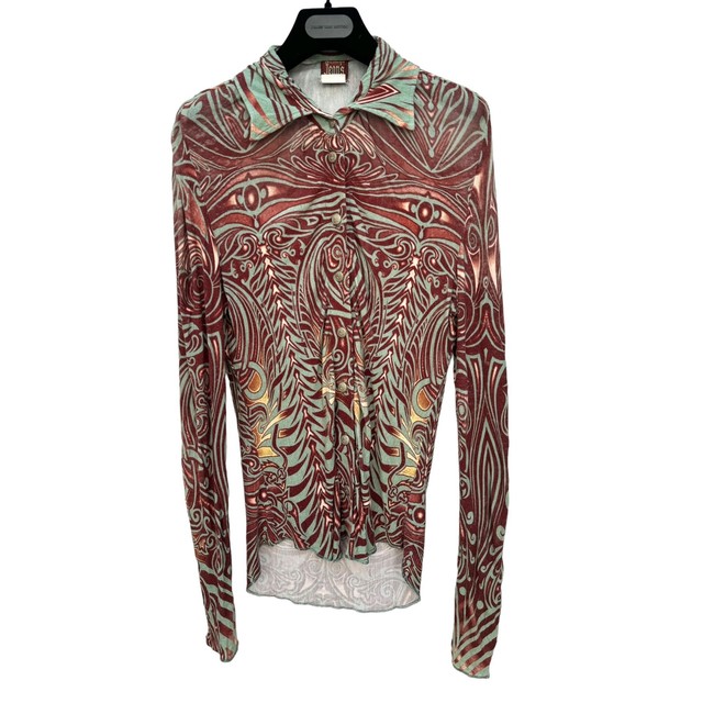 Jean Paul Gaultier 1996 Iconic Cyberpunk burgundy Buttoned shirt Size 40 fits S