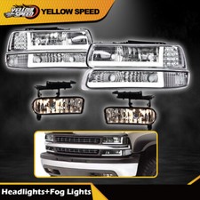 Led Drl Chrome Headlightsfog Lights Fit For 1999-2006 Silverado Suburban Tahoe
