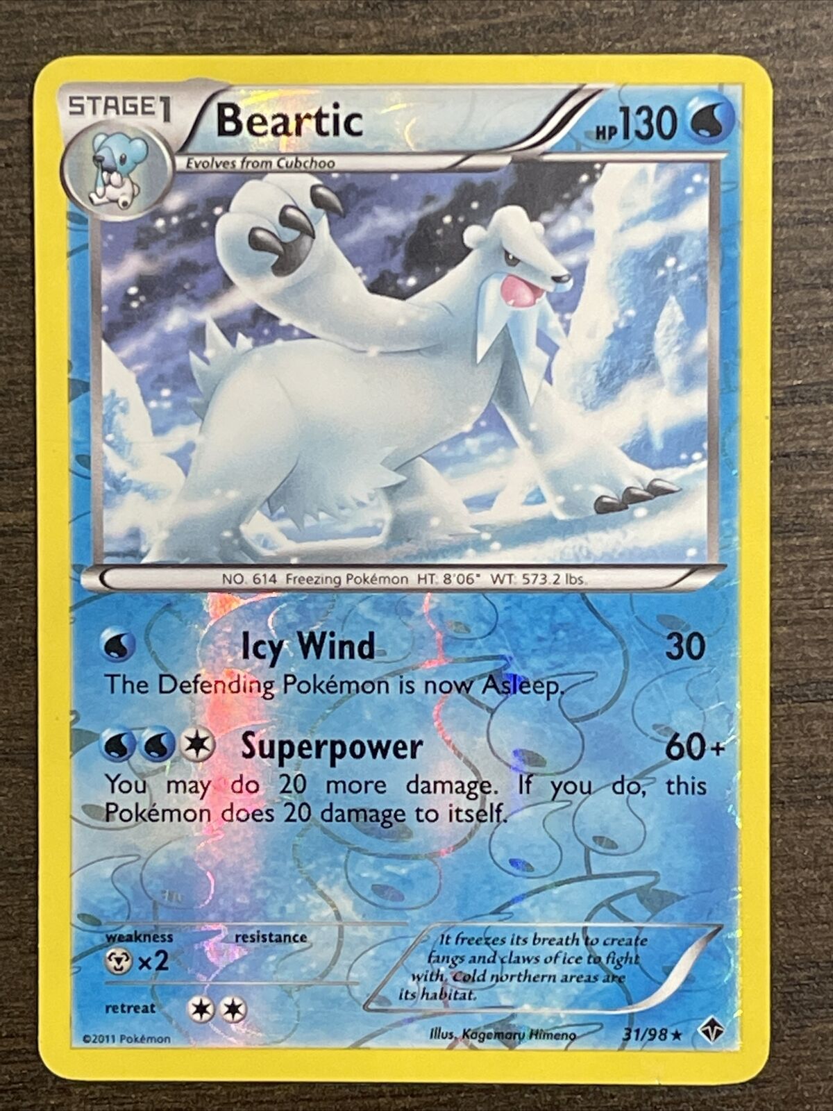 Pokemon Card Beartic Emerging Powers 31/98  Reverse Holo Rare TCG!!!!!!