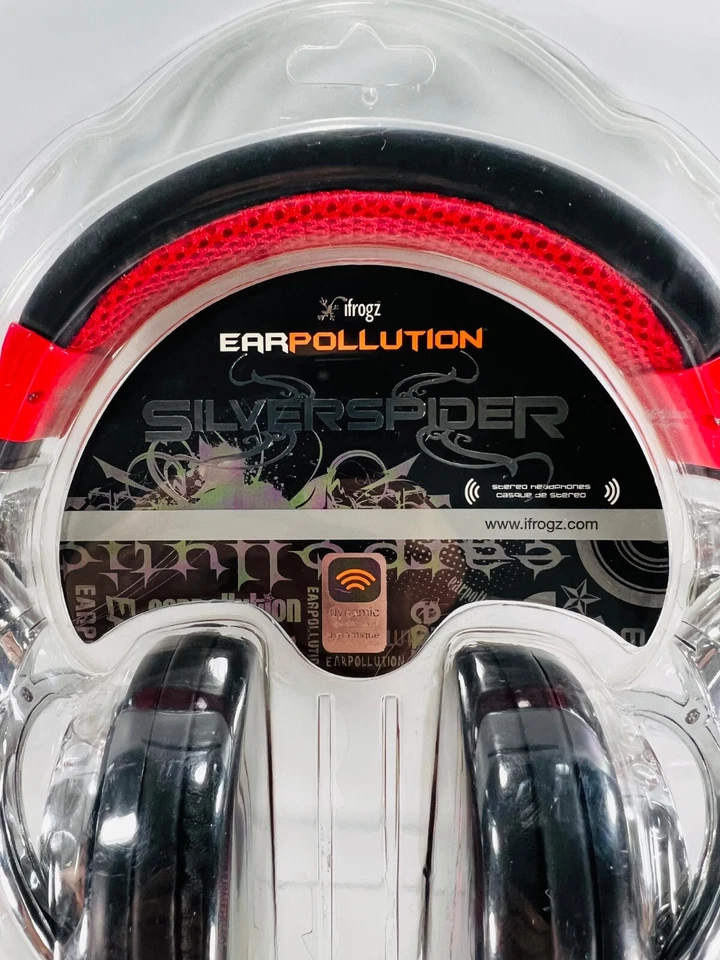 Auriculares con cable iFrogz EarPollution SilverSpider con conector de 3,5 mm ¡Nuevos sellados! Foto 2 de 4