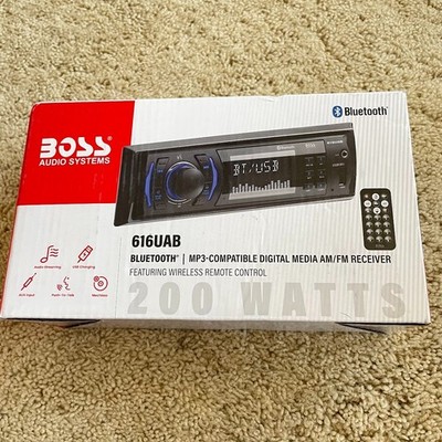 New Boss 616UAB Bluetooth,USB,3.5MM AUX Media Receiver + Remote For Car Audio