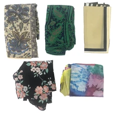 Lot of 5 Vintage Scarves Womens Indoor Outdoor Accent Scarf 100% Silk 100% Nylon