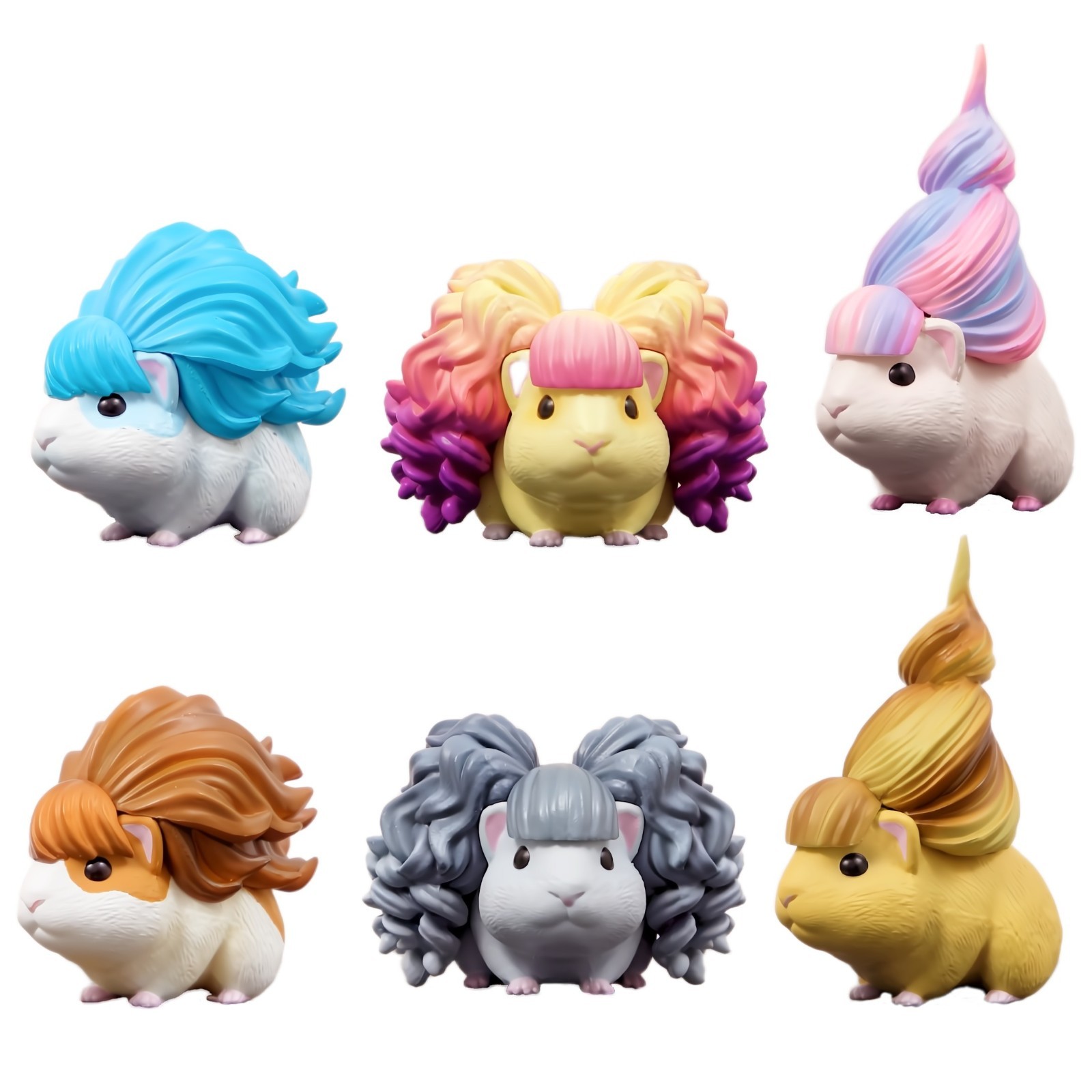 Qualia Blind Box Gacha Guinea Pig Glam Hair Mini Animal Figure  1 Random Toy