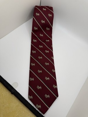 Vintage Robert Talbott Scottie Dog Tie Burgundy Stripe Silk Made England