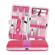 Teamkio 18pcs Manicure Set Pedicure Nail Clippers Travel Hygiene Kit Pink